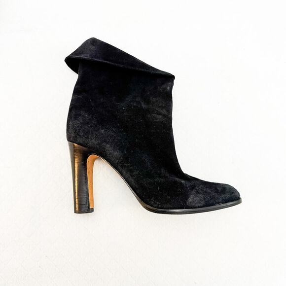 Michael Kors Suede Black Leather Heeled Bootie Foldable Cuff Size 7.5 - Picture 2 of 6
